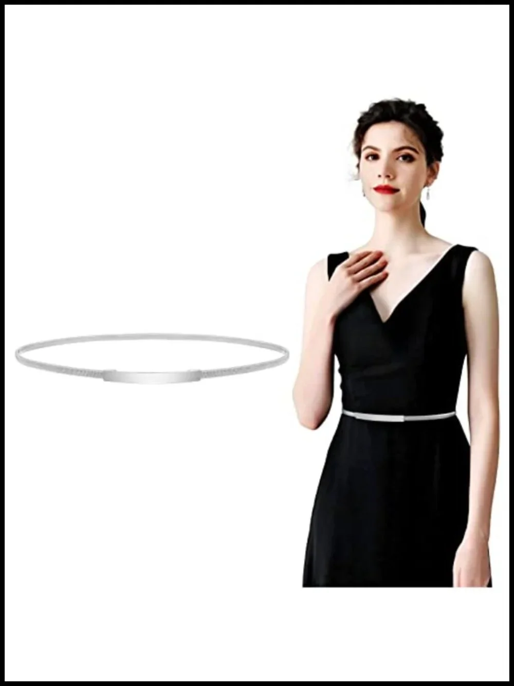 Women's Skinny Metal Waist Belt Elastic Chain Belt for Dresses